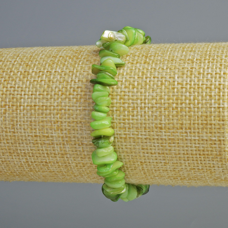 Bracelet tones Mother-of-Pearl Green Shards, diameter 7x2mm,+-, length 18cm+- (stretch)