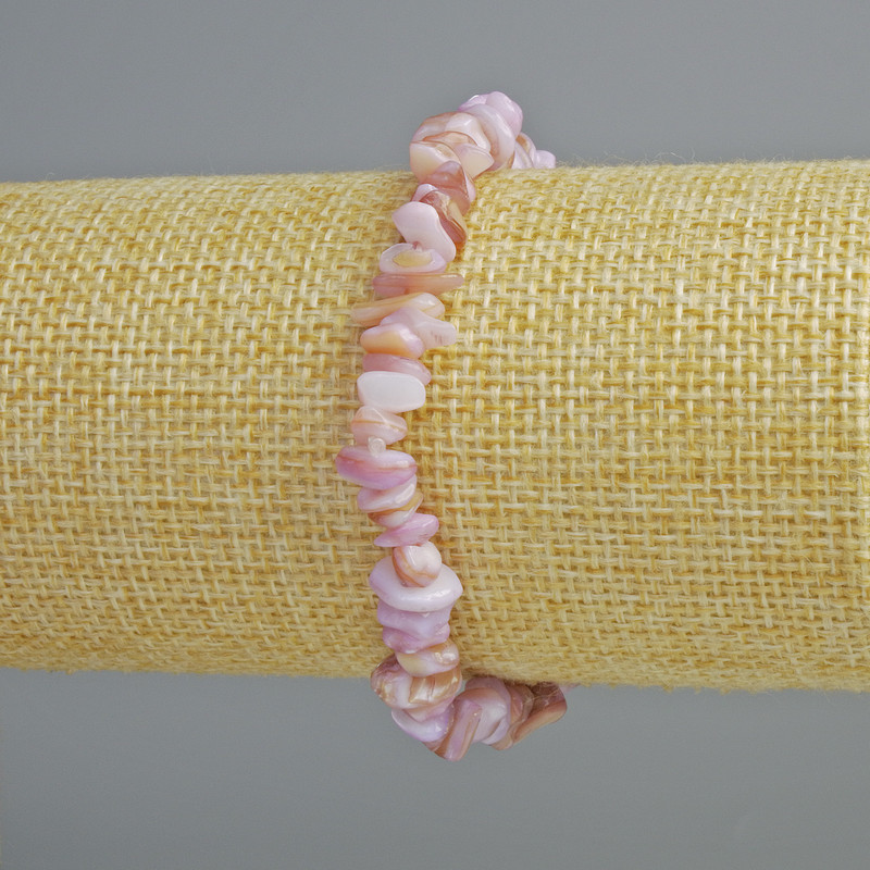 Bracelet of Lilac Mother-of-Pearl Beads, crumbed, diameter 7x2mm, length 18cm, stretchy