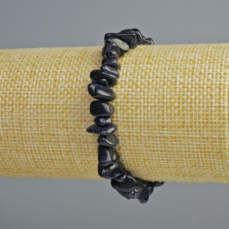 Bracelet Aventurine Night of Cairo (synthetic) chip, diameter 8x4mm+-, length 18cm+- (stretch)