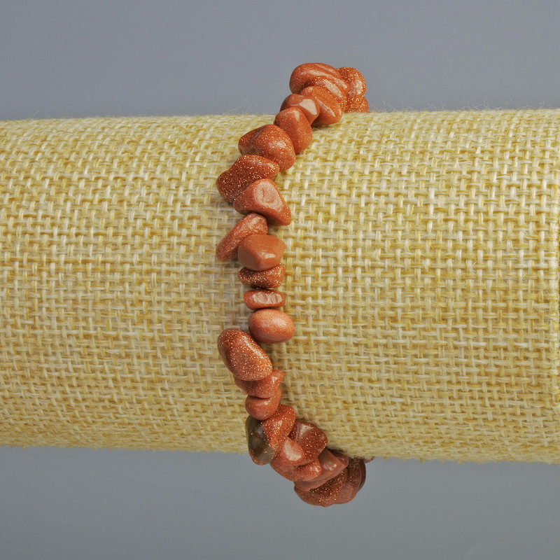Bracelet Aventurine Golden Sand (synthetic) chip, diameter 8x5mm+-, length 18cm+- (stretch)
