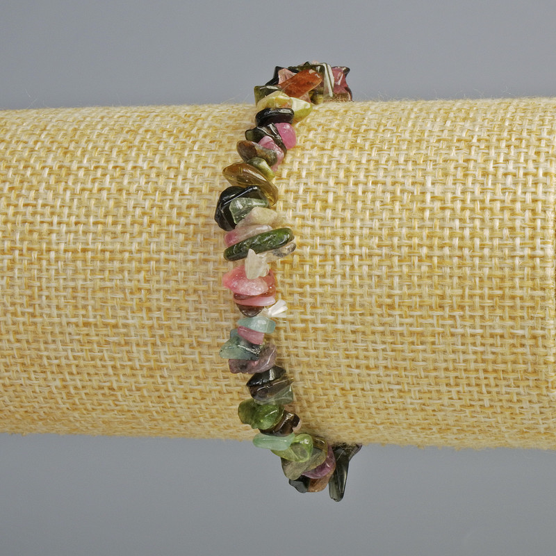 Bracelet Natural Tourmaline natural stone chip, diameter 6×2mm, length 18cm ± (stretch)