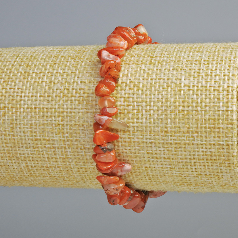 Carnelian Bracelet Natural Stone Chip, diameter 8x4mm, length 18cm ± (stretch)