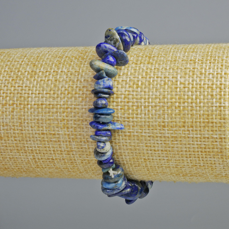 Lapis Lazuli Bracelet natural stone chip, 8x3mm+-, length 18cm+- (stretch)