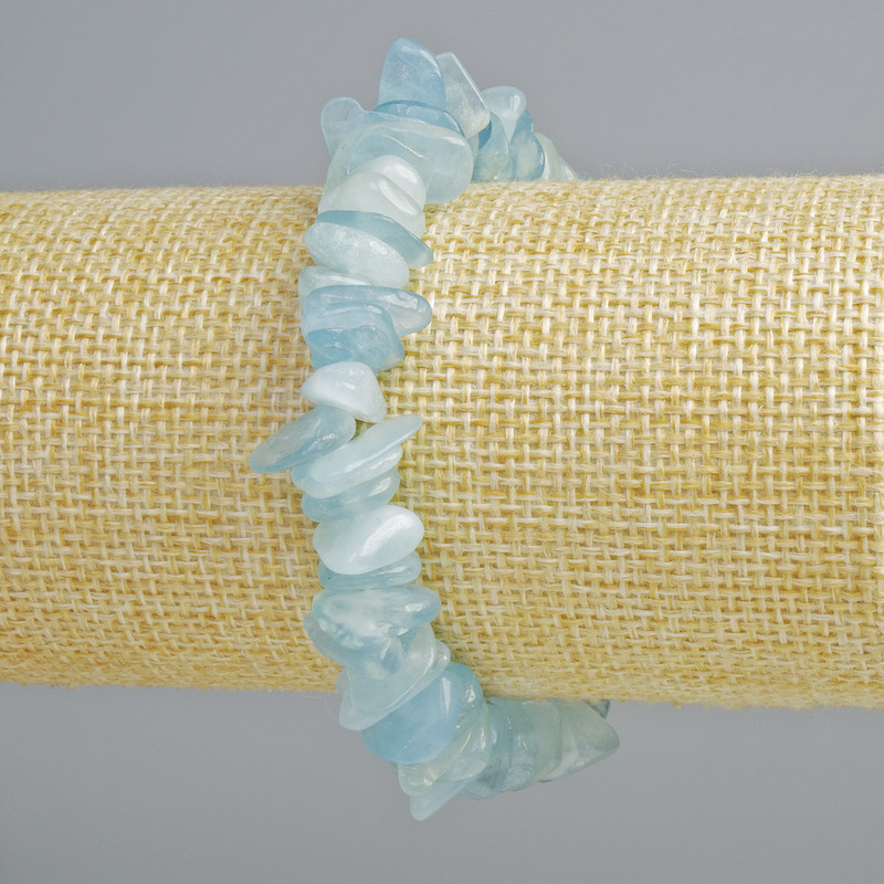 Aquamarine Bracelet with Natural Stone Chip, 11x3mm+-, length 18cm+- (stretch)