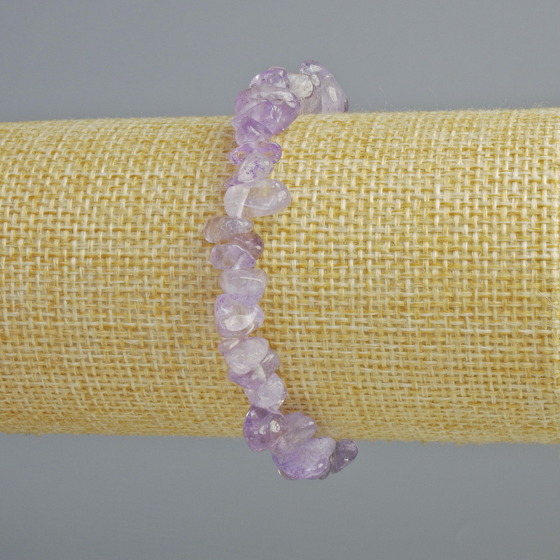 Bracelet Lavender Amethyst natural stone chip, diameter 8x4mm±, length 18cm± (stretch)