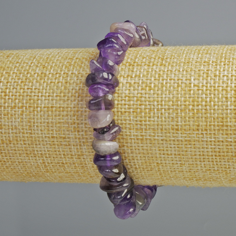 Amethyst bracelet natural stone chips, diameter 11x4mm ±, length 18cm ± (stretch)