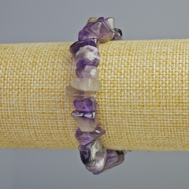 Amethyst Bracelet with Natural Stone Crumbs, 10x3mm chips, length 18cm (elastic)