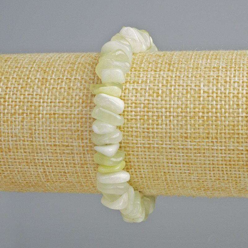 Bracelet Jadeite natural stone shard, diameter 10x3mm±, length 18cm± (stretch)