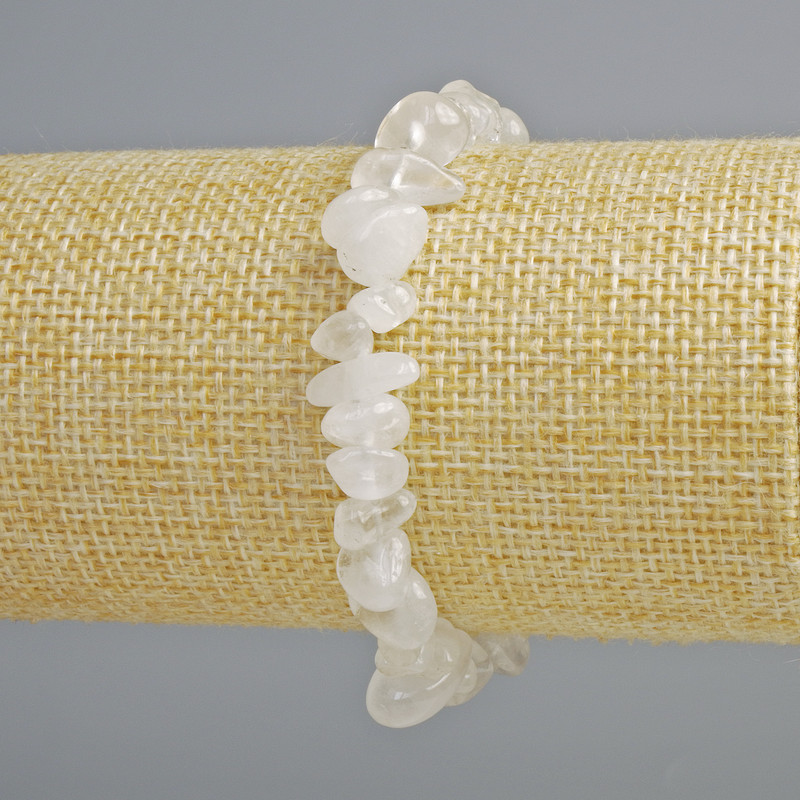 Bracelet Mountain Crystal natural stone chip, diameter 8x4mm+-, length 18cm+- (stretch)