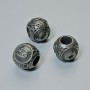 Pendant Bead Inlay Zodiac Sign Cancer, dark-silver colored metal, diameter 9x10 mm, hole 4.3 mm, 1 piece