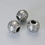 Bead Inlay Charm Zodiac Sign Pisces, diameter 9x10 mm±, hole diameter 4.3 mm, silver finish, 1 pc