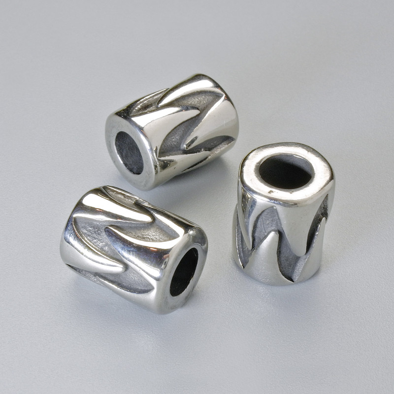 Bead Finding - Insert Bead, diameter 12x9.5 mm, 5 mm± hole, metal color: silver, 1 piece