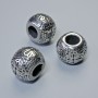 Bead Inlay Component, 10x13mm diameter, hole 5-6mm, silver metal color, 1 piece