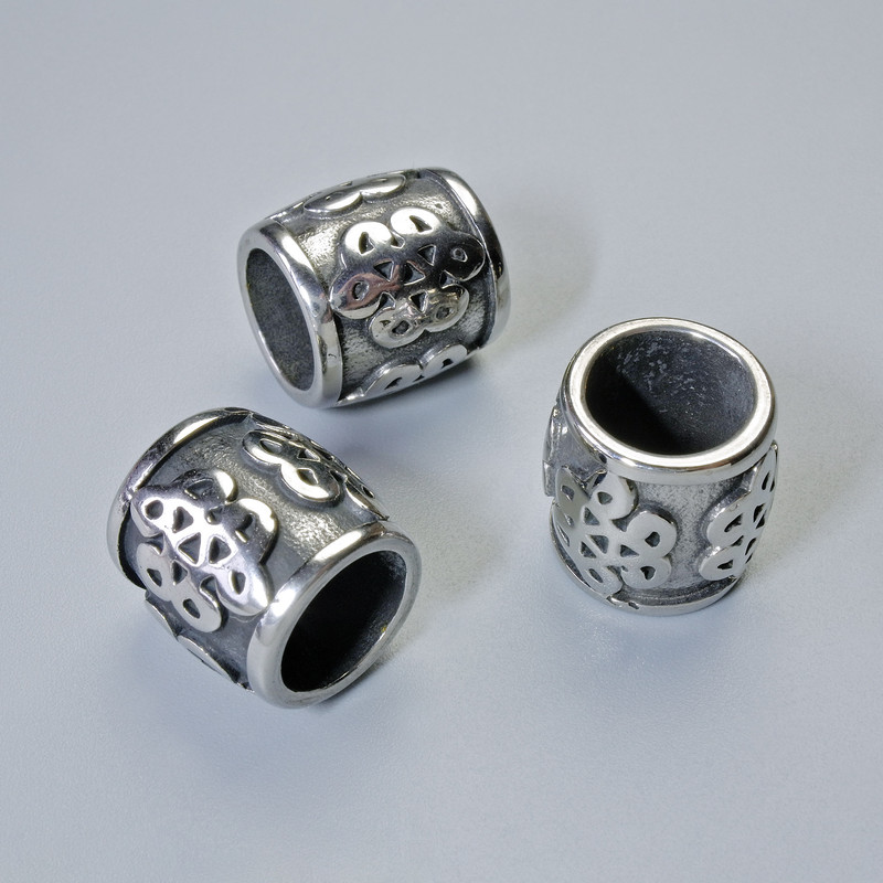 Bead Inlay Findings, diameter 13x12, 5mm±, hole diameter 8, silver colored metal, 1 piece