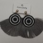 Stud Earrings 'Catkins' Gray Color, 8 cm Length, Gold-Tone Metal