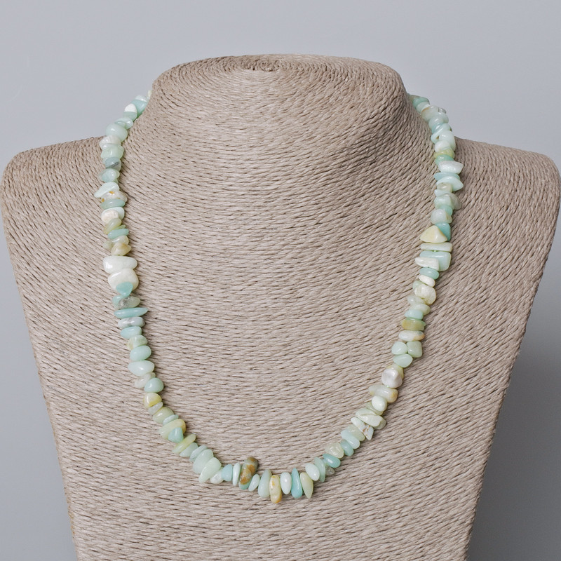 Necklace Amazonite natural stone chip, diameter 7x3mm+-, length 45-48cm+