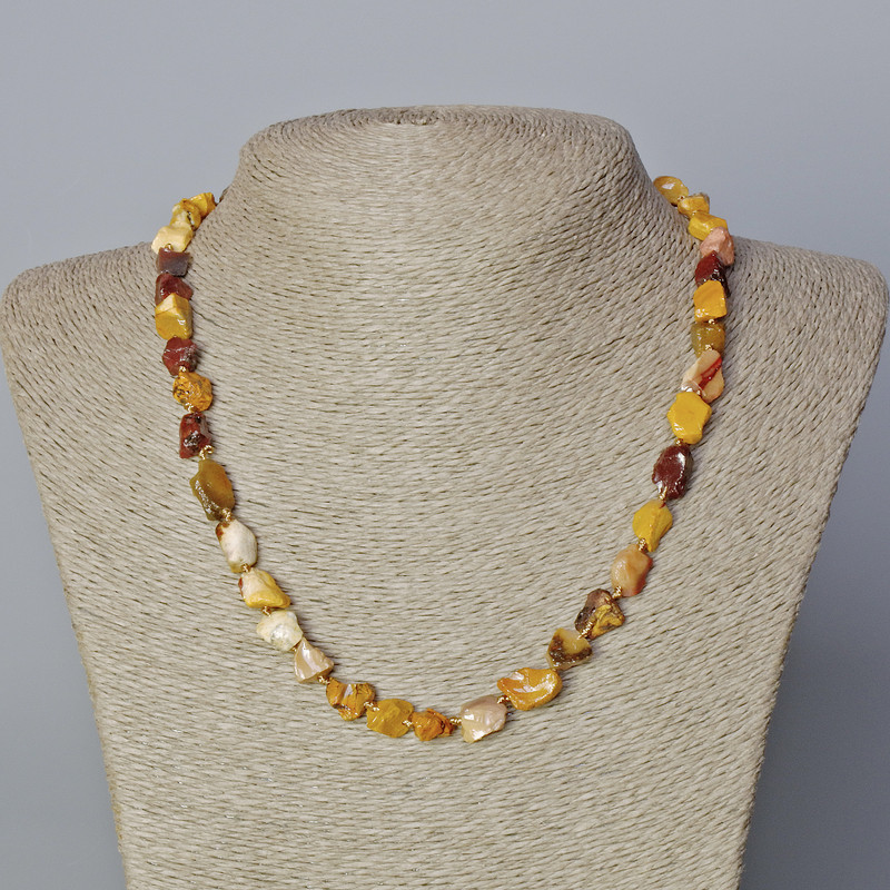 Jasper Moonstone Nugget Natural Unpolished Stone Bead Necklace, 8x10mm+-, length 45-49cm+-