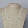 Necklace with Mountain Crystal and Aquamarine Natural Uncut Stone Beads 6x8mm, 45-48cm length