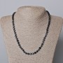 Hawk's Eye Necklace with Faceted Cubes, 5mm diameter, length 45-49 cm