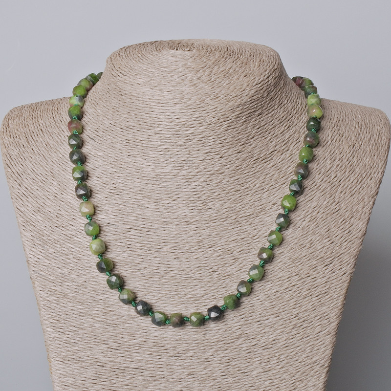 Zoisite Necklace with Natural Zoisite, Faceted Cubes, 7mm diameter, length 45-49cm