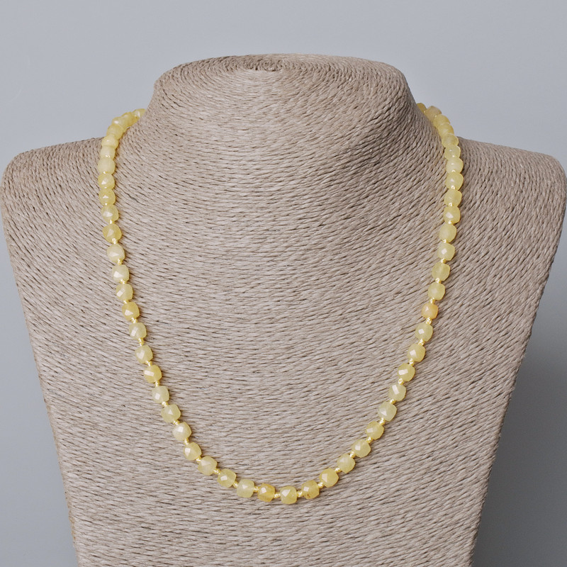 Citrine Necklace with Natural Stone, Faceted Cubes, 5.5mm diameter, length 45-49 cm