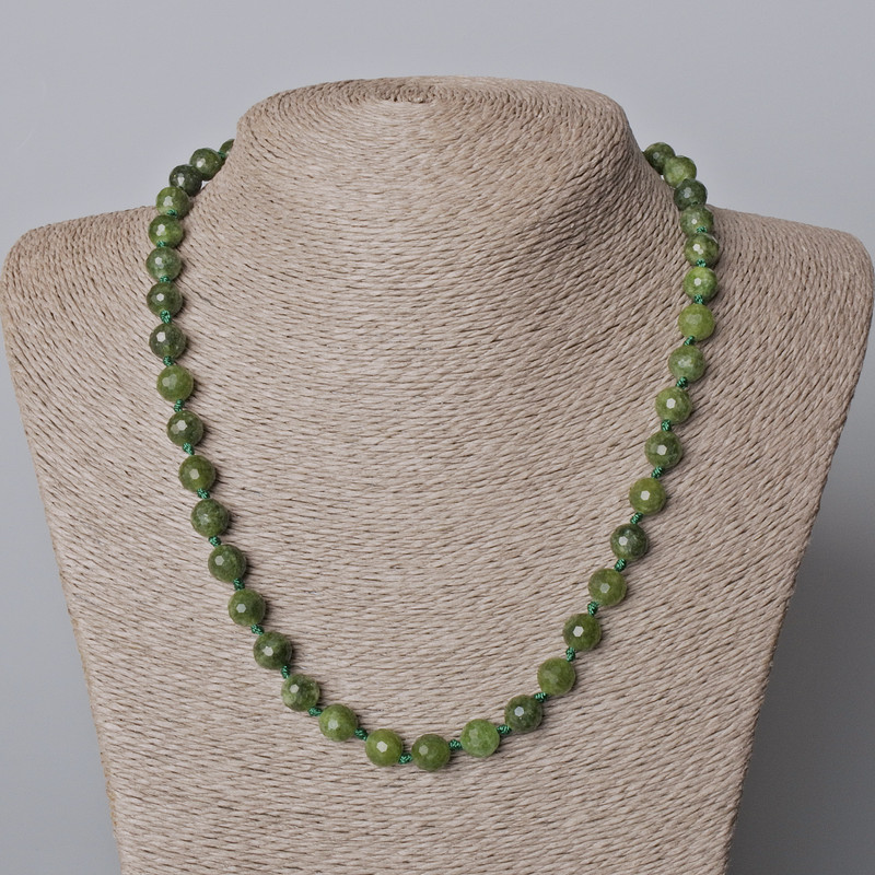 Jadeite Necklace, natural jade bead, faceted sphere, 8mm diameter, length 45-49cm