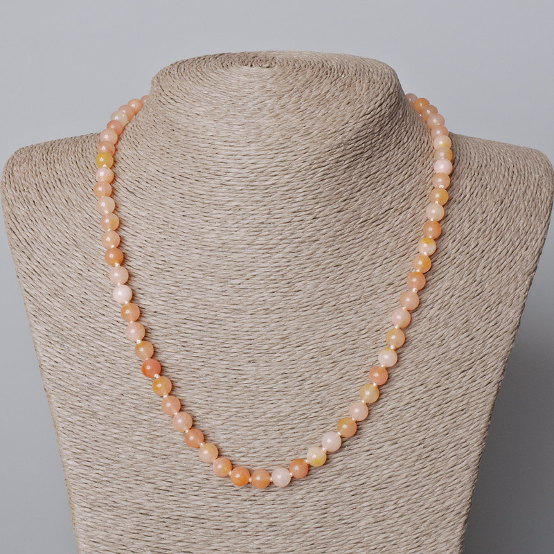 Toned Quartz Bead Necklace with Smooth Round Beads, diameter 6.5mm+, length 45-48cm+