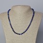 Necklace Blue Cat's Eye Natural Stone Smooth Bead, diameter 6mm±, length 45-48cm±