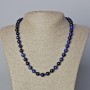 Necklace Blue Cat's Eye Natural Stone Smooth Bead, diameter 8.5mm±, length 45-48cm±