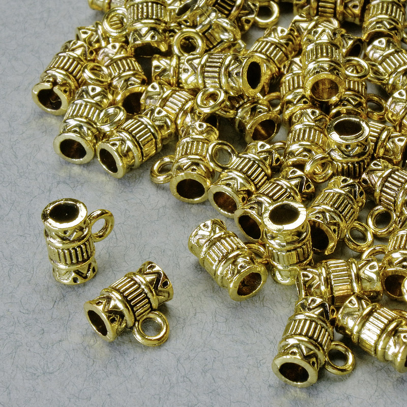 Jump Ring Bail Clip, diameter 8×4.5 mm, hole diameter 1.8 mm, length 7 mm, golden metal color, pack of 53 pcs ± 20 g