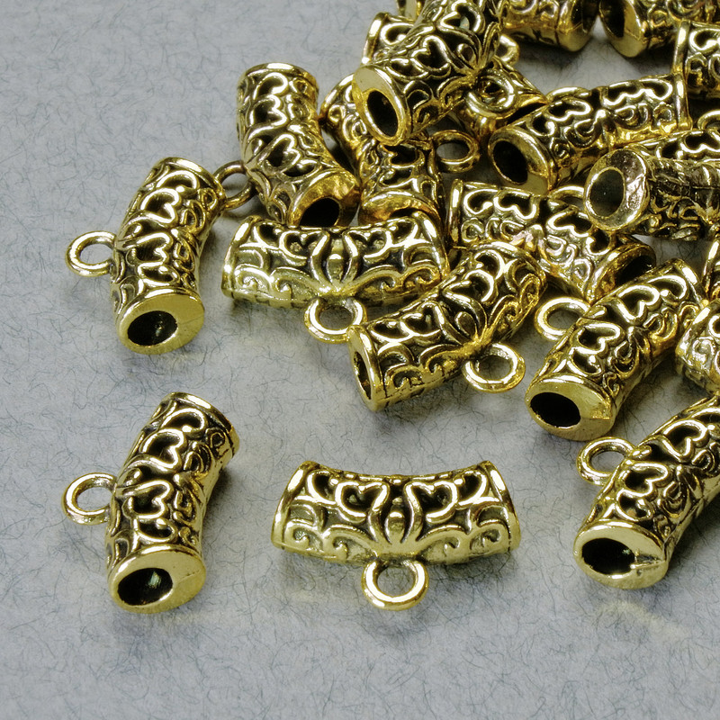Bead Bail Clasp, 14x5 mm diameter, bore 1.8 mm, 2.5 mm, length 9 mm, gold-tone metal, pack 20 g ± 20 pcs