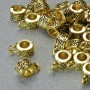 Bezel Bail Holder, diameter 6×5mm, hole diameter 1.8mm and 3.7mm, length 10mm, golden metal color, pack of 30 pcs ±, 20g