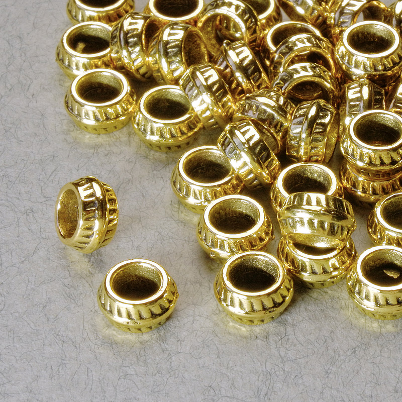 Bead Inlay Finding, 4×7 mm diameter, hole 3.6 mm, gold-tone metal, pack of 20 g± 40 pcs