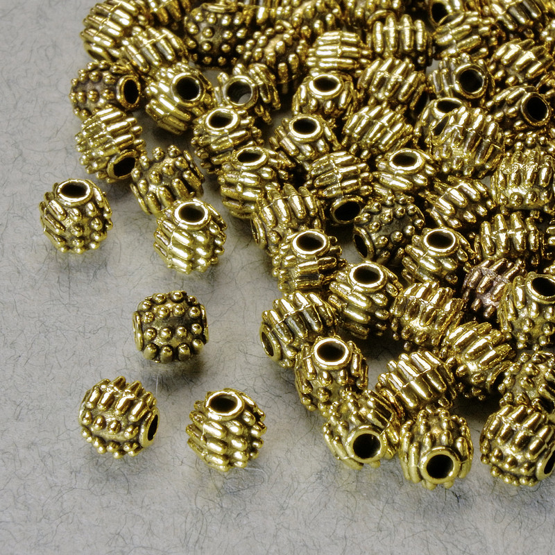Bead Insert Findings, diameter 4.5 mm ±, hole diameter 1.7 mm, golden metal color, pack 20 g ± 75 pcs