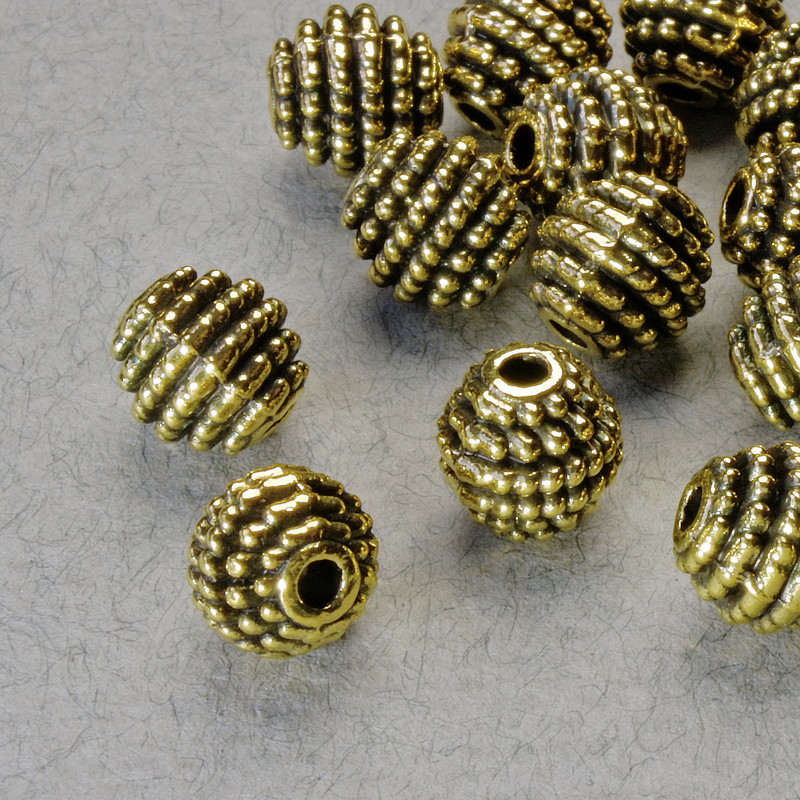 Bead Insert Findings, 8x8 mm diameter, hole 1.9 mm, golden metal color, package 20 g± 16 pcs ±