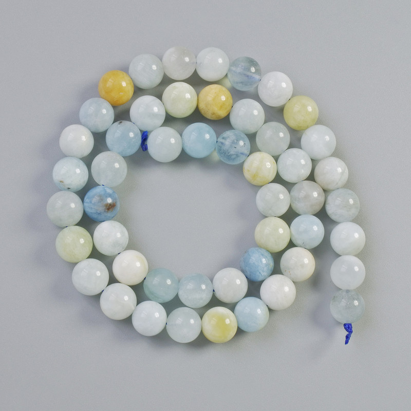 Morganite Beads, natural stone, smooth round 8mm diameter, 38cm+ length on thread