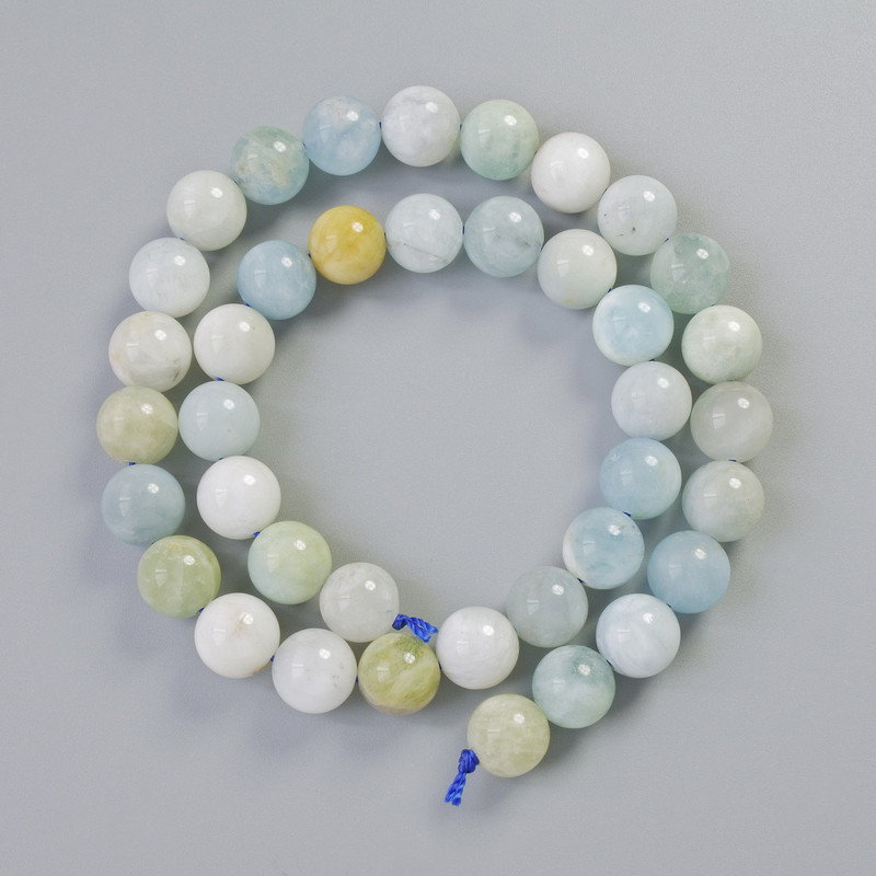 Morganite Beads natural stone smooth ball diameter 10mm±, length 38cm± on thread