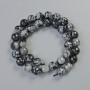 Snow Obsidian Beads Apache Tears natural stone faceted ball, diameter 10mm±, length 37cm± on thread