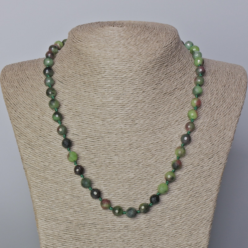 Zoisite Necklace with Natural Zoisite Gem, Faceted 8mm Balls, Length 45-50cm