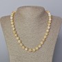 Necklace with Beige Natural Mother-of-Pearl, smooth round beads, 9mm diameter, length 45-49 cm