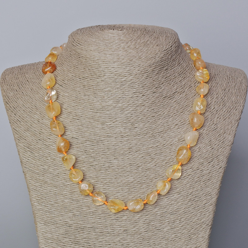 Citrine Necklace, natural gemstone, faceted, diameter 10x13mm, length 45-50cm