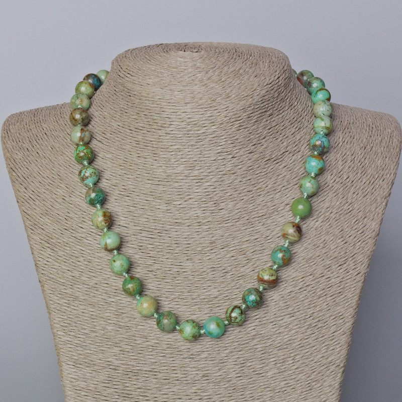 Chrysocolla Necklace with Smooth Rounds, natural stone, 10mm ±, length 45-49cm ±