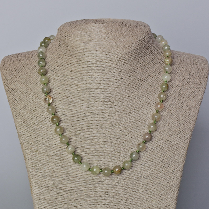 Phantom Quartz with Rutile Natural Stone Bead Necklace, Smooth Balls, 8mm diameter, 45-50cm length