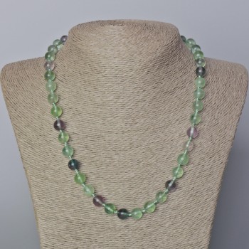 Fluorite Necklace Smooth Round Stones 8.5 mm, length 45-50 cm