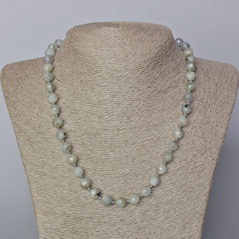 Necklace of Labradorite natural stone Faceted bead, diameter 8mm±, length 45-51cm±