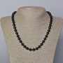 Agate Bead Necklaces Black (unpolished) smooth round beads, diameter 8 mm±, length 45-48 cm±