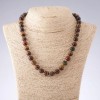 Tiger, Bull, and Hawk's Eye Bead Necklace, smooth rondelle beads, 10mm diameter, 45-48cm length