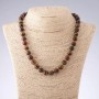 Tiger, Bull, and Hawk's Eye Bead Necklace, smooth rondelle beads, 10mm diameter, 45-48cm length