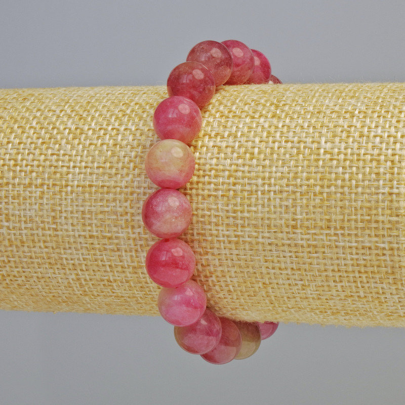 Bracelet Tourmaline Multicolor smooth bead, diameter 10.5 mm+- (stretch), length 18 cm+
