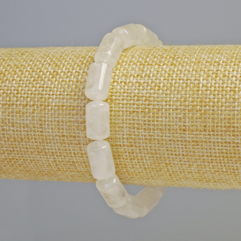 Bracelet Mountain Crystal natural stone cylinder, diameter 8×14mm± (stretch), length 18cm+